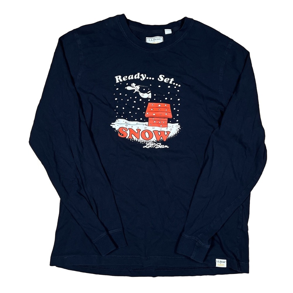 L.L.Bean x Peanuts Snoopy Ready Set Snow Long Sleeve T-Shirt Large